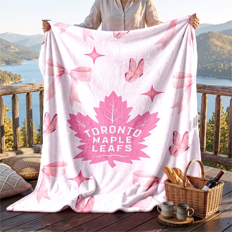 Warm Flannel Blanket Toronto Maple Leafs Pattern, Lightweight Comfortable Throw Blanket for Bed Sofa Use