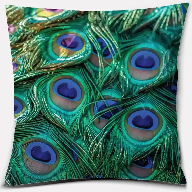 Peacock Feather Pattern Pillowcase Interior Decoration Office Living Room Home Pillowcase
