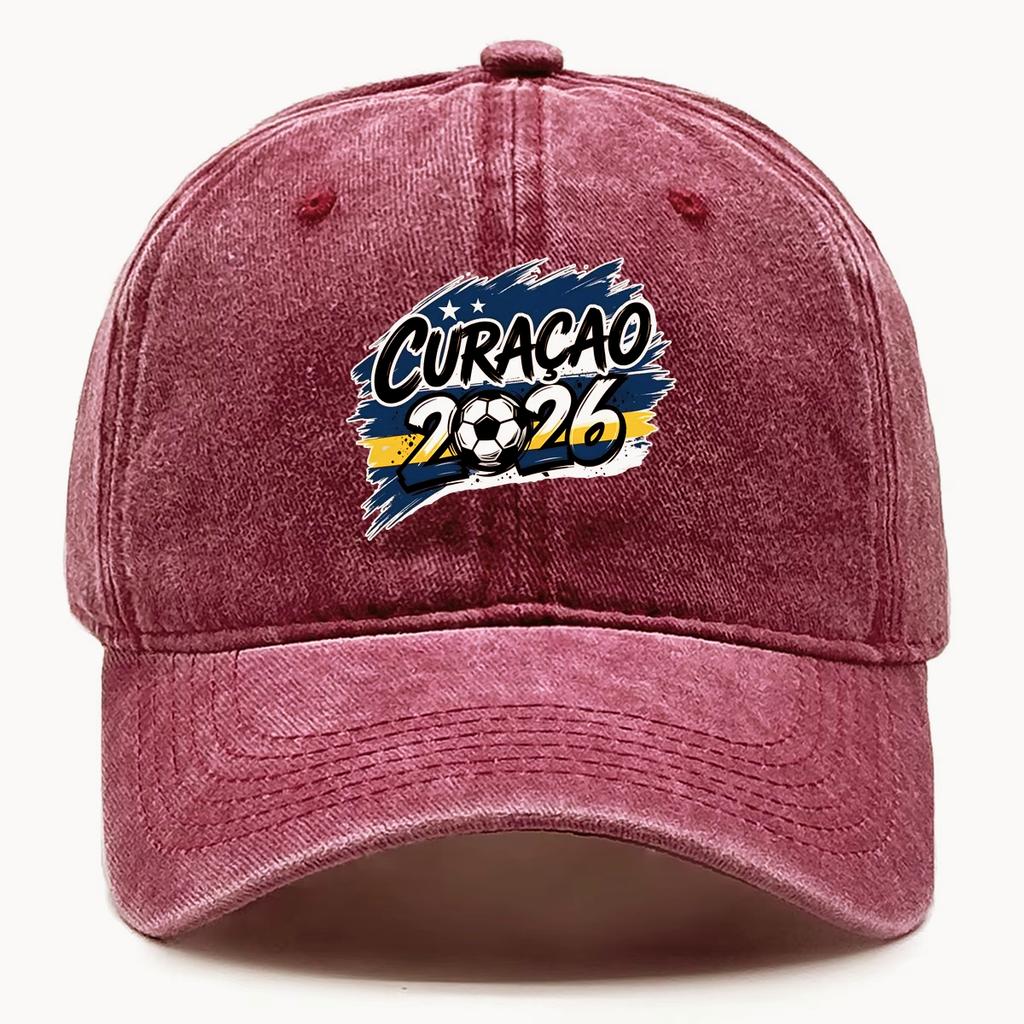 Nieuw Nieuw Unisex Curaçao Voetbal Fan Voetbal Steun Gewassen Baseballpet Verstelbaar Casual Sport Papa Hoed Voor Mannen Vrouwen