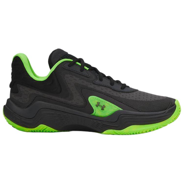 Under Armour Spawn 7 Breathable And Lightweight Basketball Shoes Unisex Black Green Sneakers 3028461-004