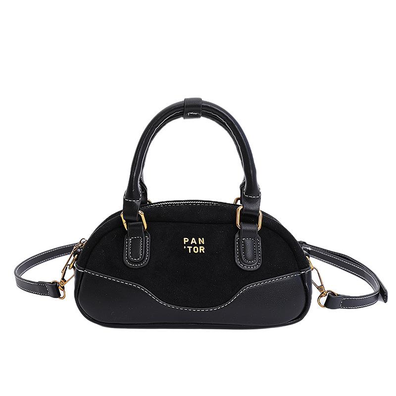 

Premium sense retro contrasting color portable bowling bag women s new trendy popular shoulder bag versatile messenger bag чёрный