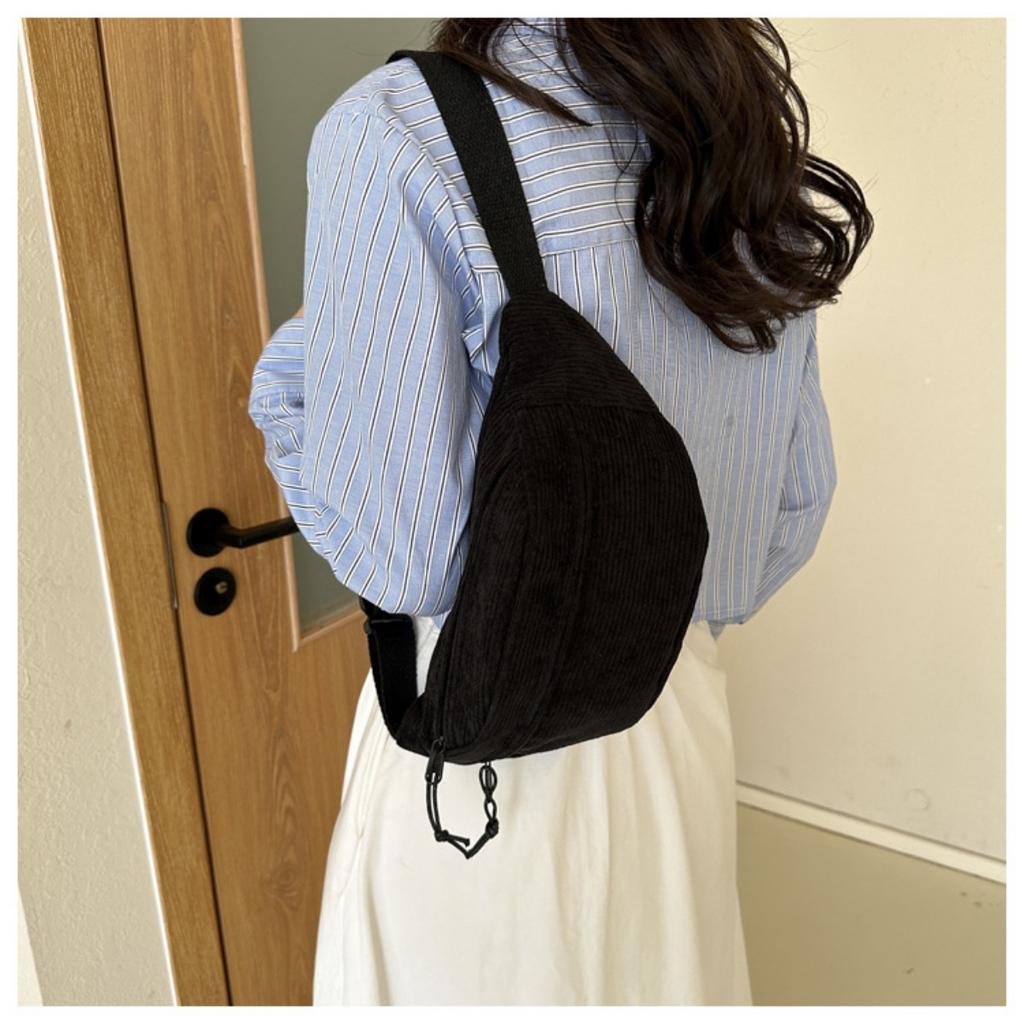 Bags, Women's Bags, Fashionable Autumn and Winter Crossbody Bags, Striped Velvet Women's Niche Chest Bags, Waist Bags