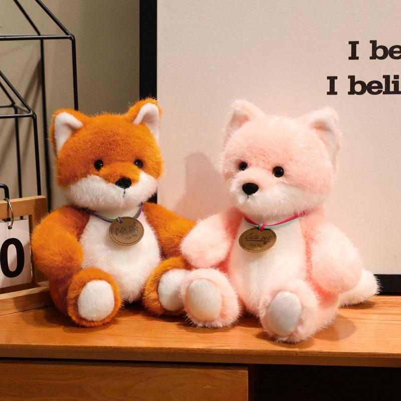 Cute Cute Sitting Little Fox Doll Plush Toy Pink Fox Doll Children Sleeping Soothing Doll