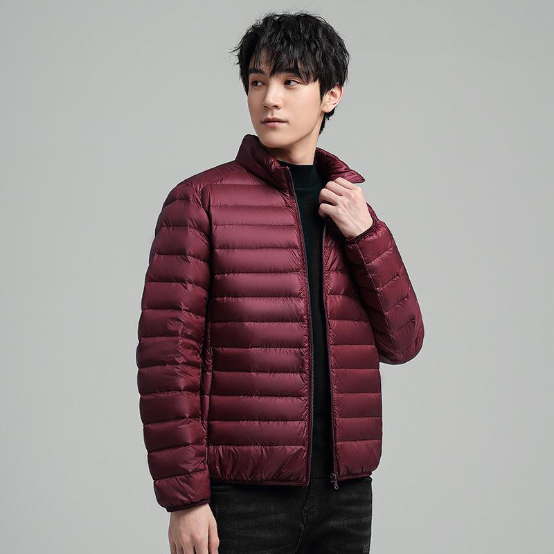 Heren Effen Kleur Eenvoudige Opstaande Kraag Katoen Gewatteerde Kleding Koreaanse Versie Slim-fit Warme Katoen Gewatteerde Kleding Jas Heren