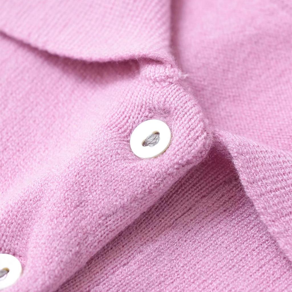 2025 Spring Women's Slim Fit Knit Sweater - Sweet & Simple Turn-Down Collar, Short-Sleeved