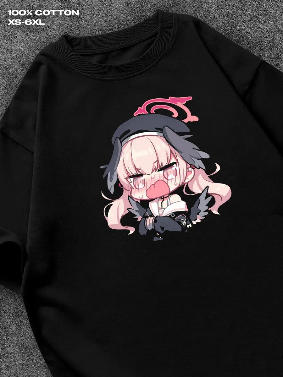 Футболка Кохару Симоэ Blue Archive Мужская Футболка Женские Футболки с Принтом Букв Футболка с Коротким Рукавом Повседневная Уличная Футболка Топ XL