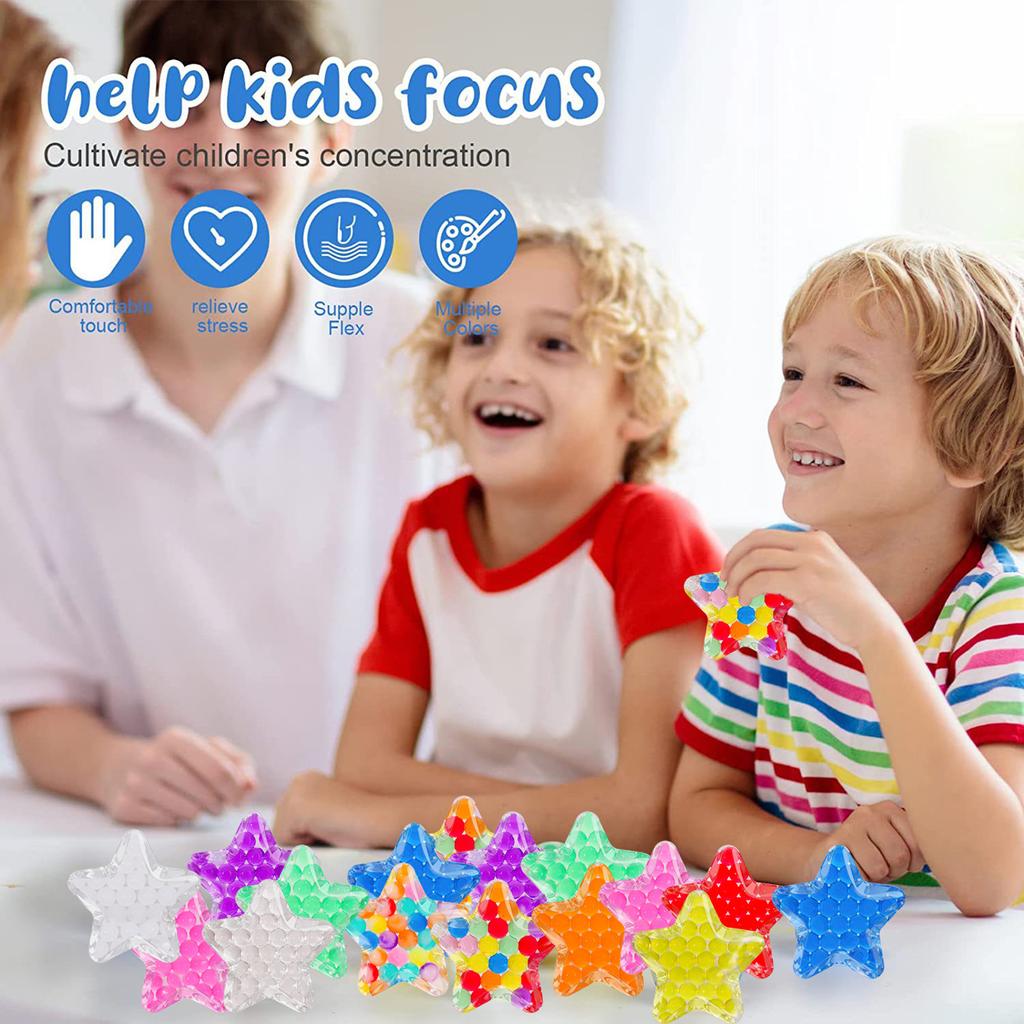 Star Shaped Stress Balls, Face Bead Toys, Colorful Sensory Balls For Kids Adults, Anxiety Balls For Party Favors & Prizes