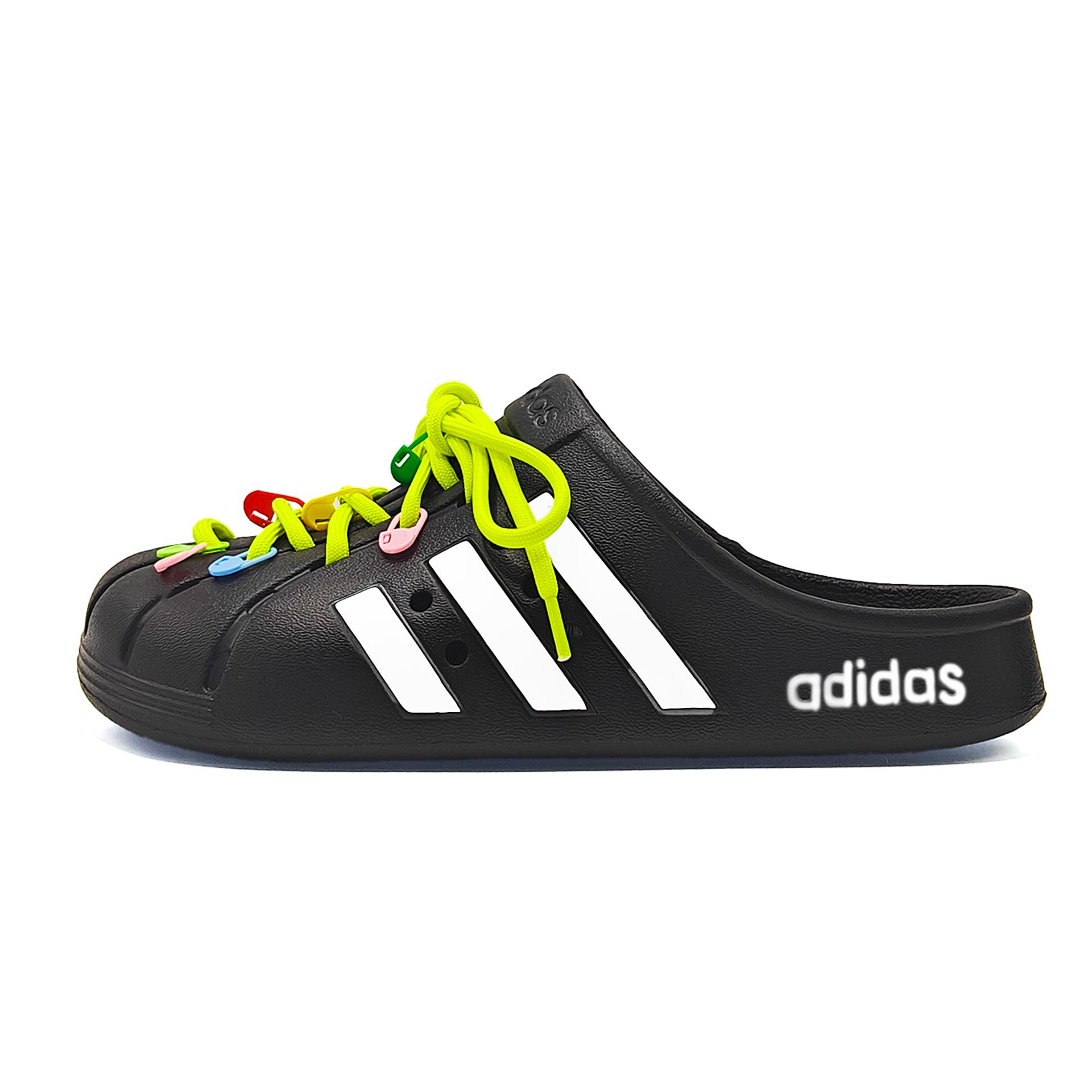

Adidas ADILETTE CLOGS Dopamine Dressing Button Clogs Unisex Black White JH9848(Team868-) 40½