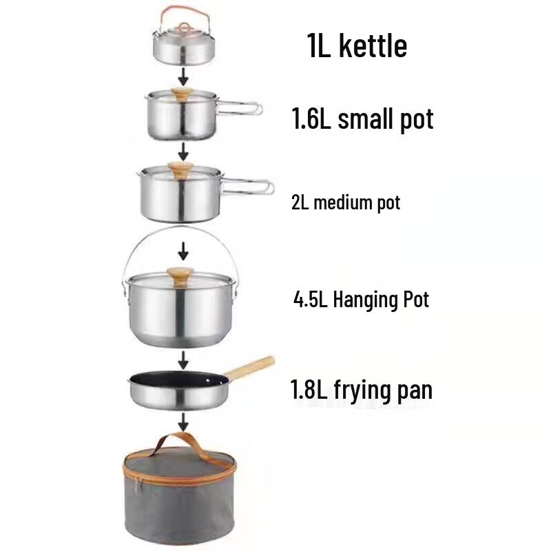 Portable Outdoor Camping Cookware Set One Size