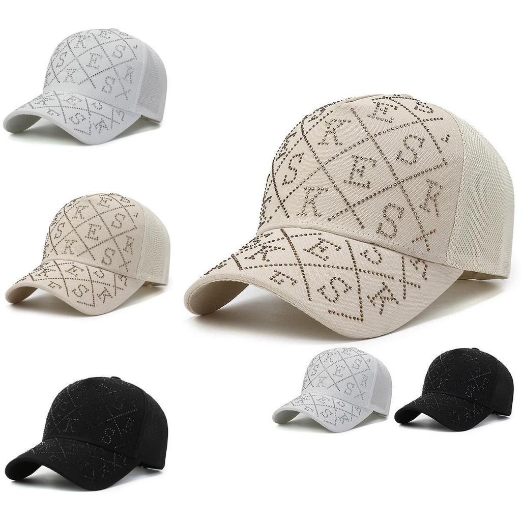 Trendige Baseballkappe mit Buchstaben im Ins-Stil für Damen mit Strassdetails zum Tragen im Frühling und Herbst