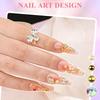 12-Grid Nail Art Set: Glass Rhinestones, Mini Steel Beads, Flat-Bottom Half Pearls for Decoration.