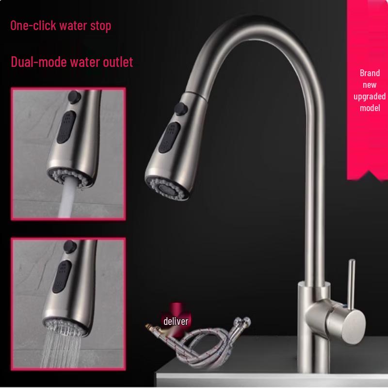 304 Stainless Steel Pull-Out Kitchen Faucet
