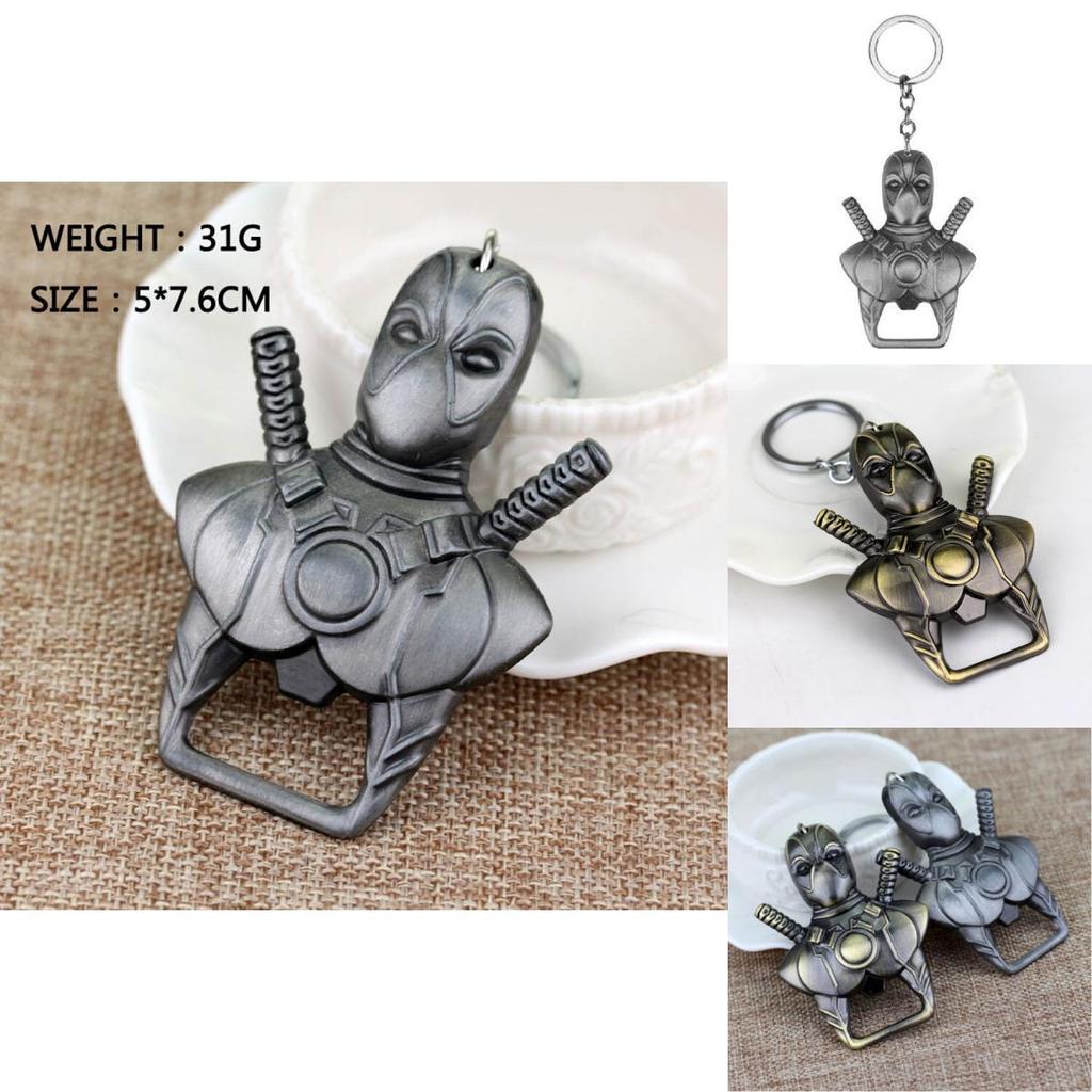 Silver Bronze Marvel Comics Deadpool Logo Metal Bottle Opener Keyring Keychain