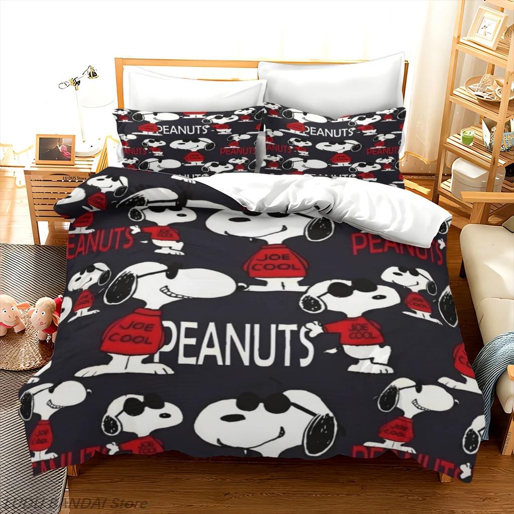NEW Anime S-Snoopy Bedding Set Cartoon Children Bedroom Quilt Cover Boy Girl Bedclothes Single Double King for Teens Best Gifts