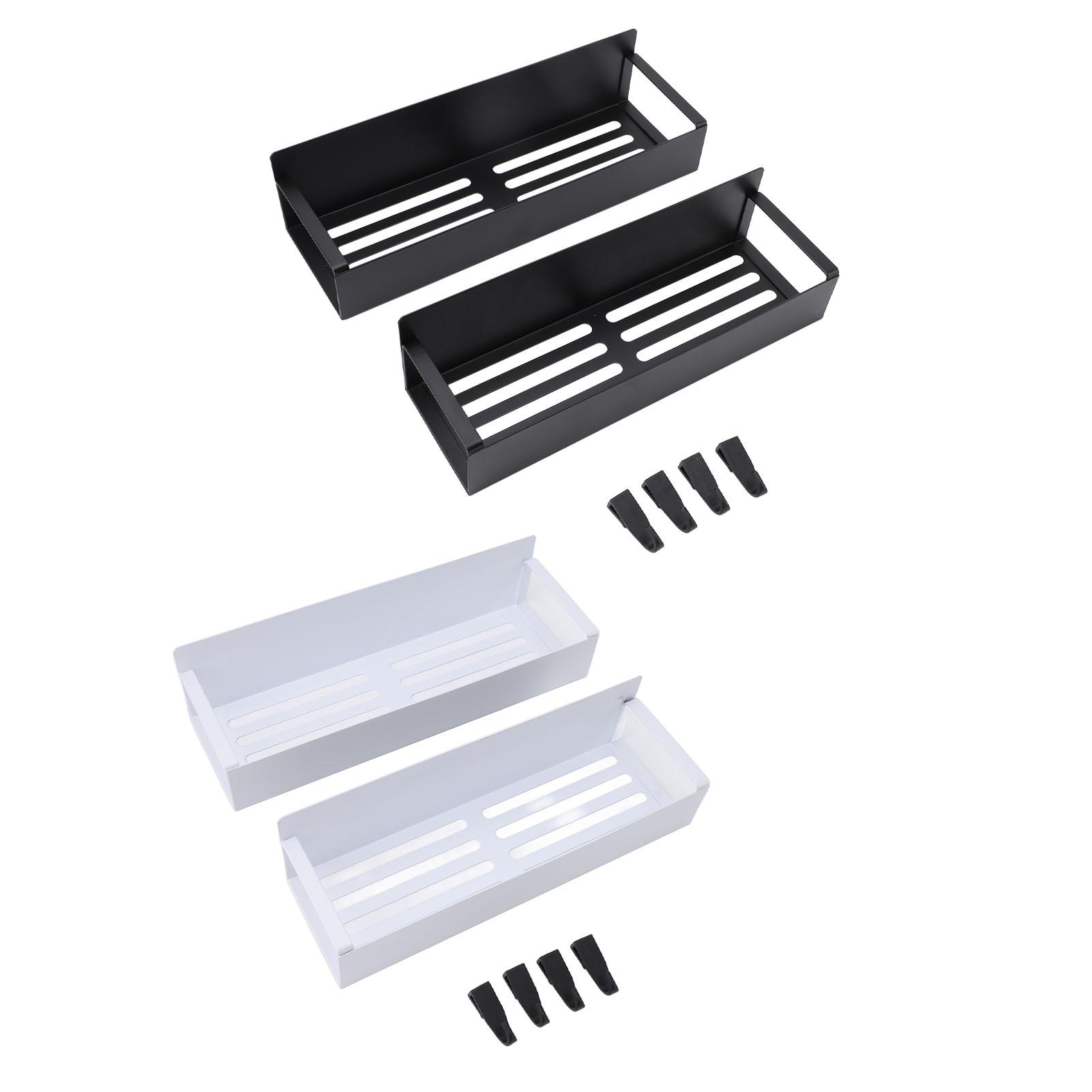 

2PCS Magnetic Spice Rack for Refrigerator Strong Magnetic Shelf with 4 Removable Hooks for Holding S Black
