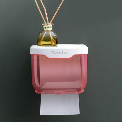 Wandmontierte Badezimmer-Taschentuchbox Stanzfrei Toilettenpapier-Aufbewahrungsregal Handyhalter Wasserdichtes Regal Küchen-Bad-Organizer