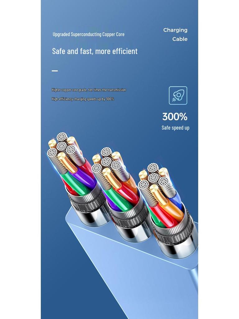 66W Fast Charging Retractable 3-in-1 Universal Cable for Apple & Android