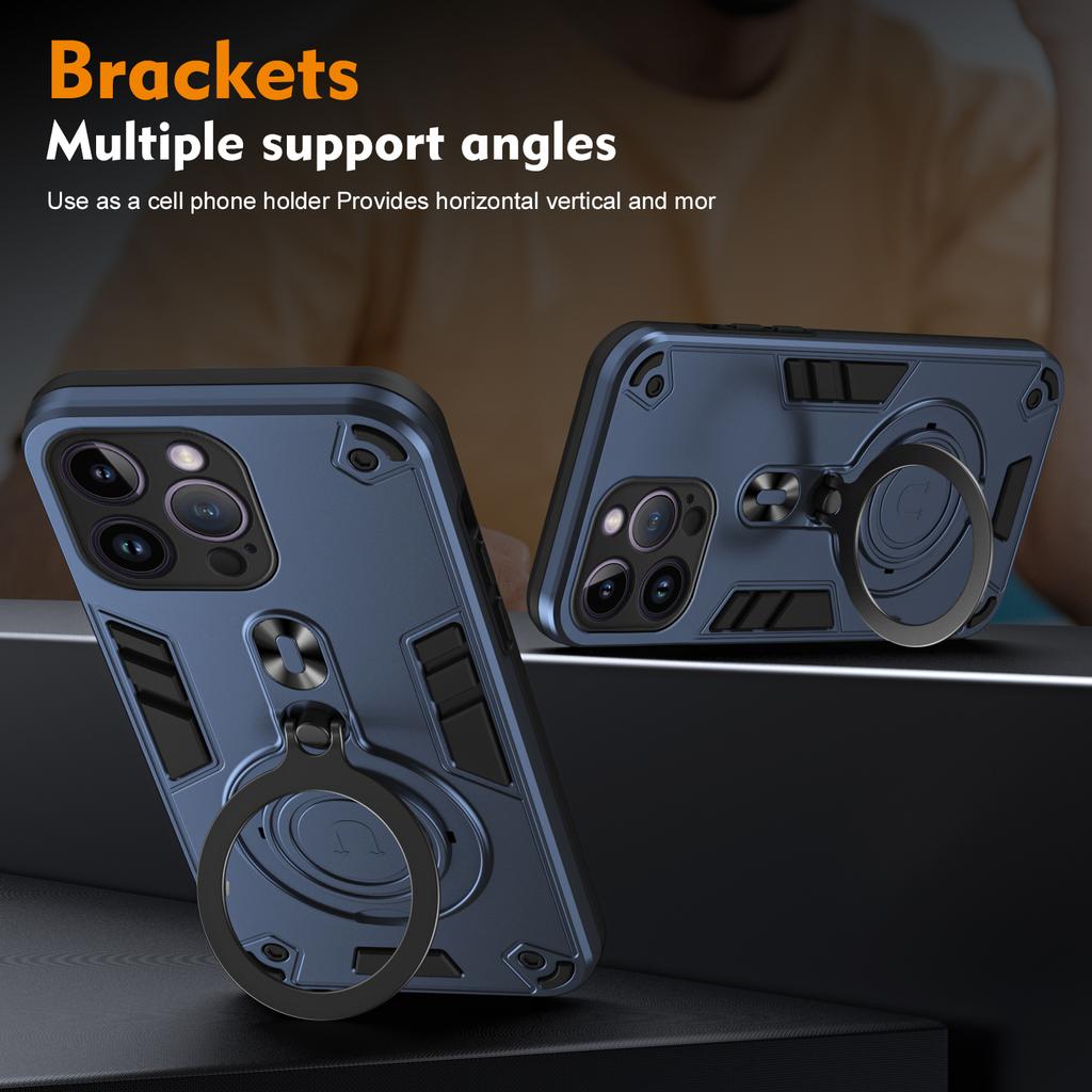 For iPhone 14 Pro Max Case Rotatable Kickstand PC+TPU Drop Protection Phone Cover