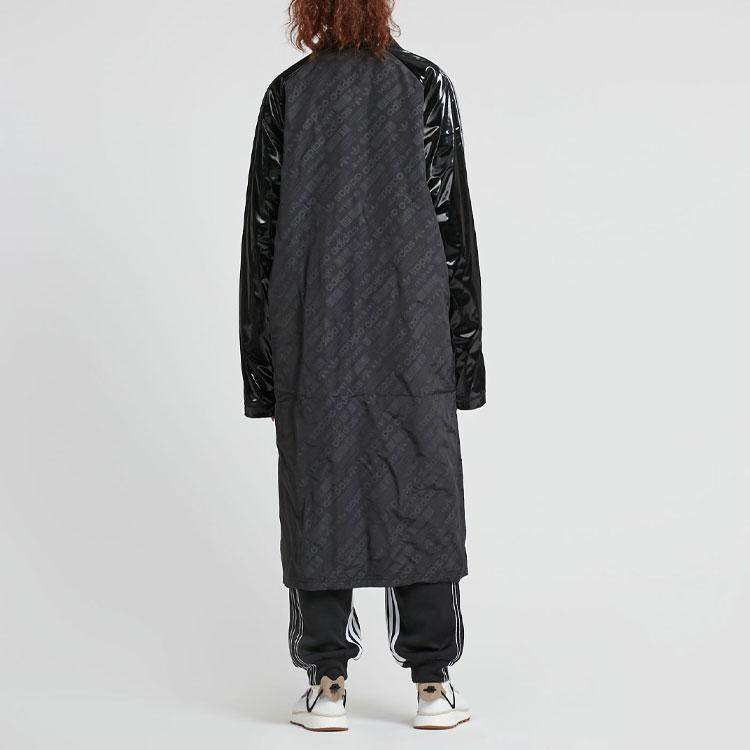 Adidas Originals Striped Collar Long Sleeve Coat Unisex Coats Black BP6685