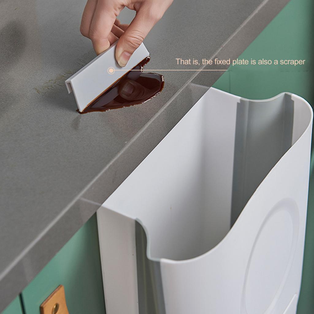 13L Wall Mounted Kitchen Trash Can Foldable Hanging Waste Bin for Cabinet & Bathroom