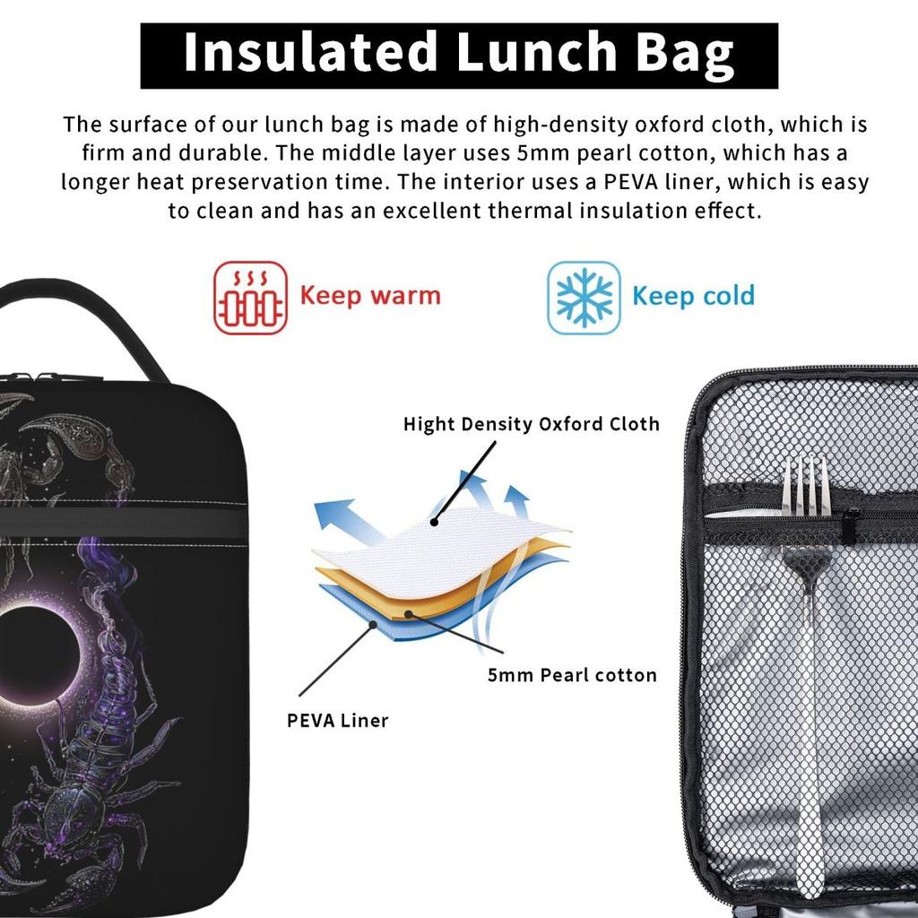Scorpio Zodiac Insulated Lunch Bag for Women Kids Portable Food Boxes Thermal Lunch Box Tote