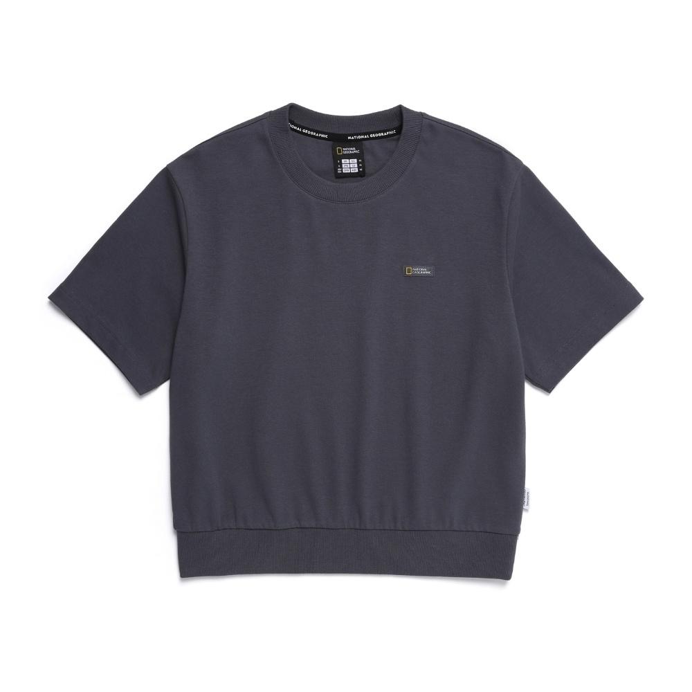 NATIONALGEOGRAPHIC N252Wsw920 Women'S Lightweight Semi-Crop Short Sleeve Sweatshirt Blue Grey