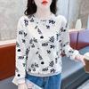Sweatshirt New Thin Loose Long Sleeve T-Shirt Stylish Print Top Spring Autumn Round Collar Women's Cotton