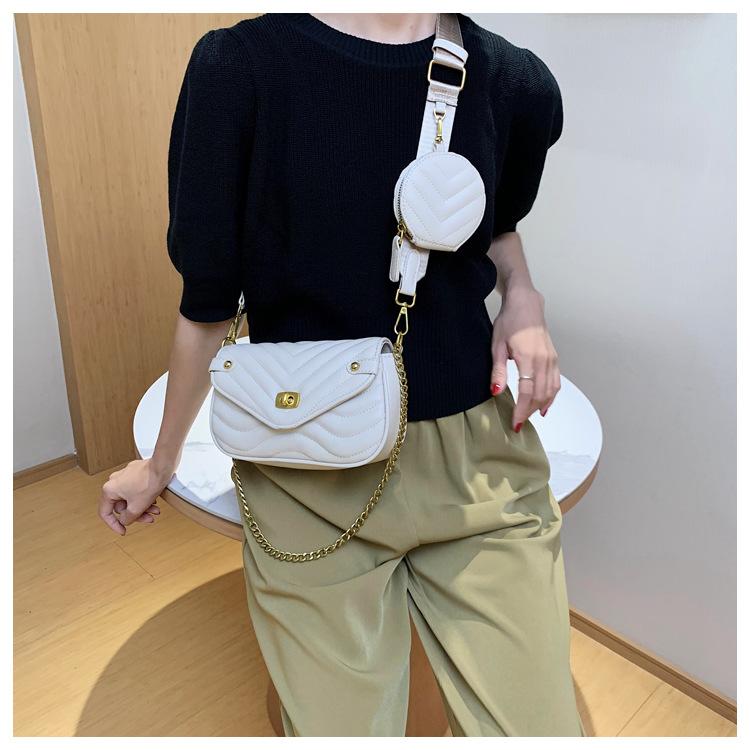 Herbst kleine Tasche Damen Tide Stickgarn Kette Damentasche breiter Schultergurt einzelne Schulter schräg zu tragen Kind- und Muttertasche