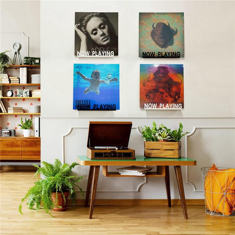 A96K-Wall Mount CD Record Display Stand Now Playing Acrylic Vinyl Record Shelf For Home Decoration White Easy Install