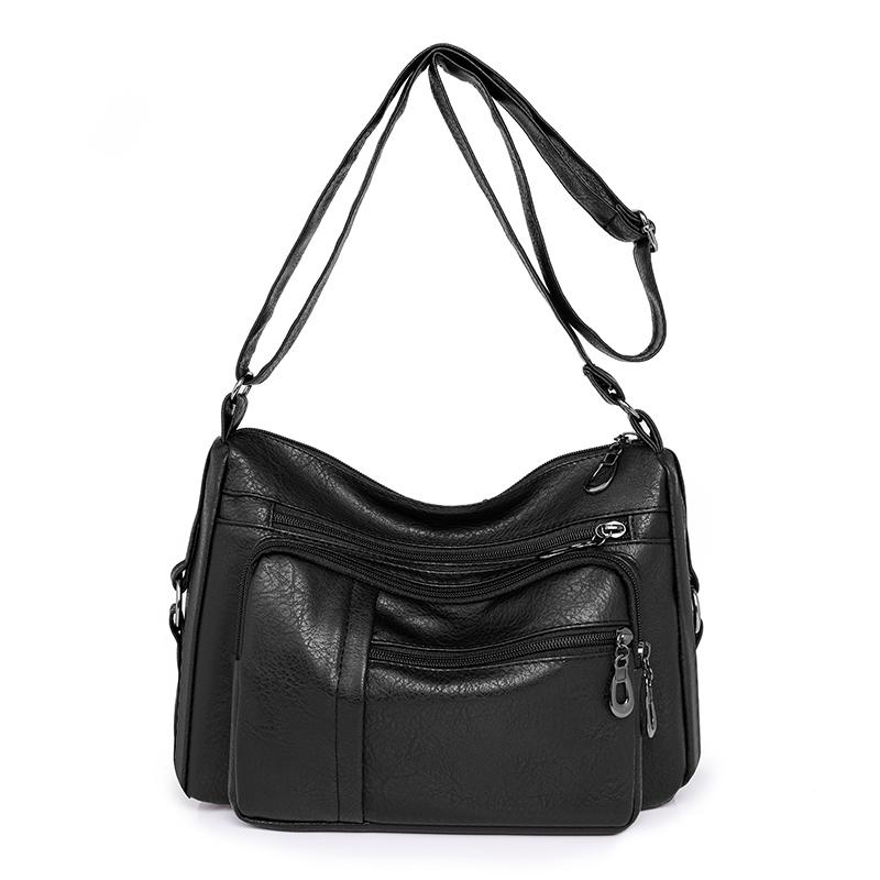 Retro Women's Shoulder Bag Solid Color Multi Pocket Storage for Middle-aged and Elderly Mothers Crossbody Bag Small Square Bag