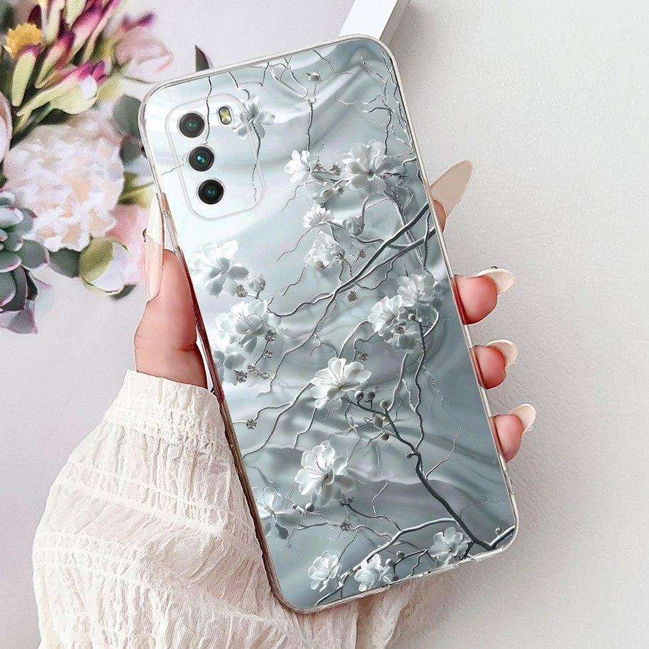 For Xiaomi Poco M3 Case Poco M3 Pro 5G Cover Fashion Flower Bowknot Capa Soft Slim Silicone Bumper For Xiaomi PocoM3 M3Pro Shell