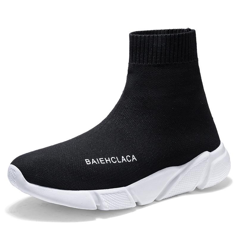 Brand Unisex Socks Shoes Breathable High-top Running Shoes Men's Casual Sneakers Mesh Stretch Fabric Slip-On Ladies Sports Shoes