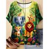 T-shirt da Donna Estiva con Stampa 3D Girocollo Moda Versatile Traspirante Tendenza Casual