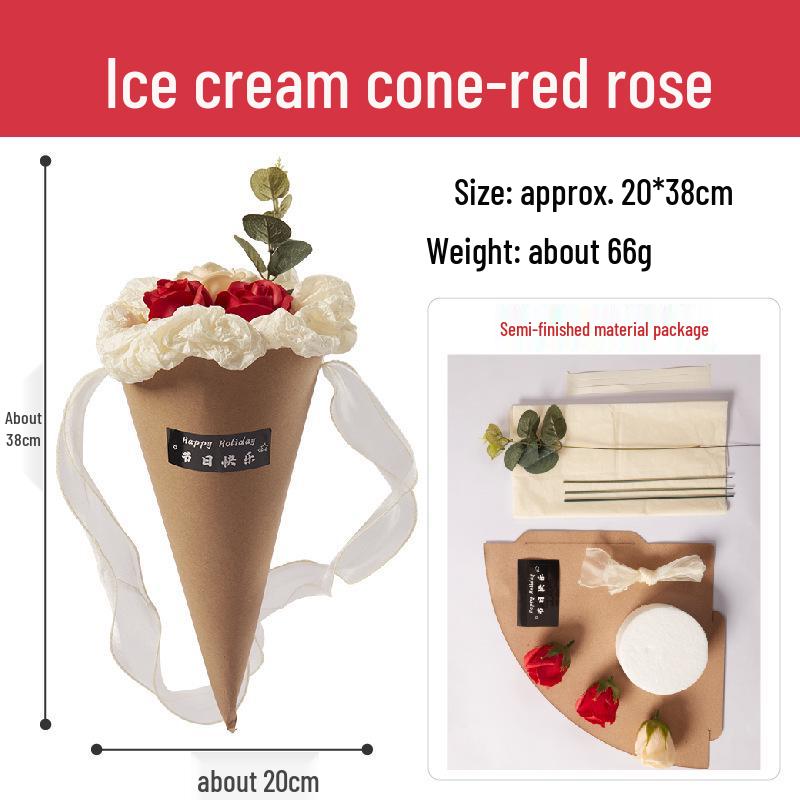 Handmade DIY Ice Cream Cone Flower Bouquet Kit for Children s Kindergarten, Teacher s Day Gift