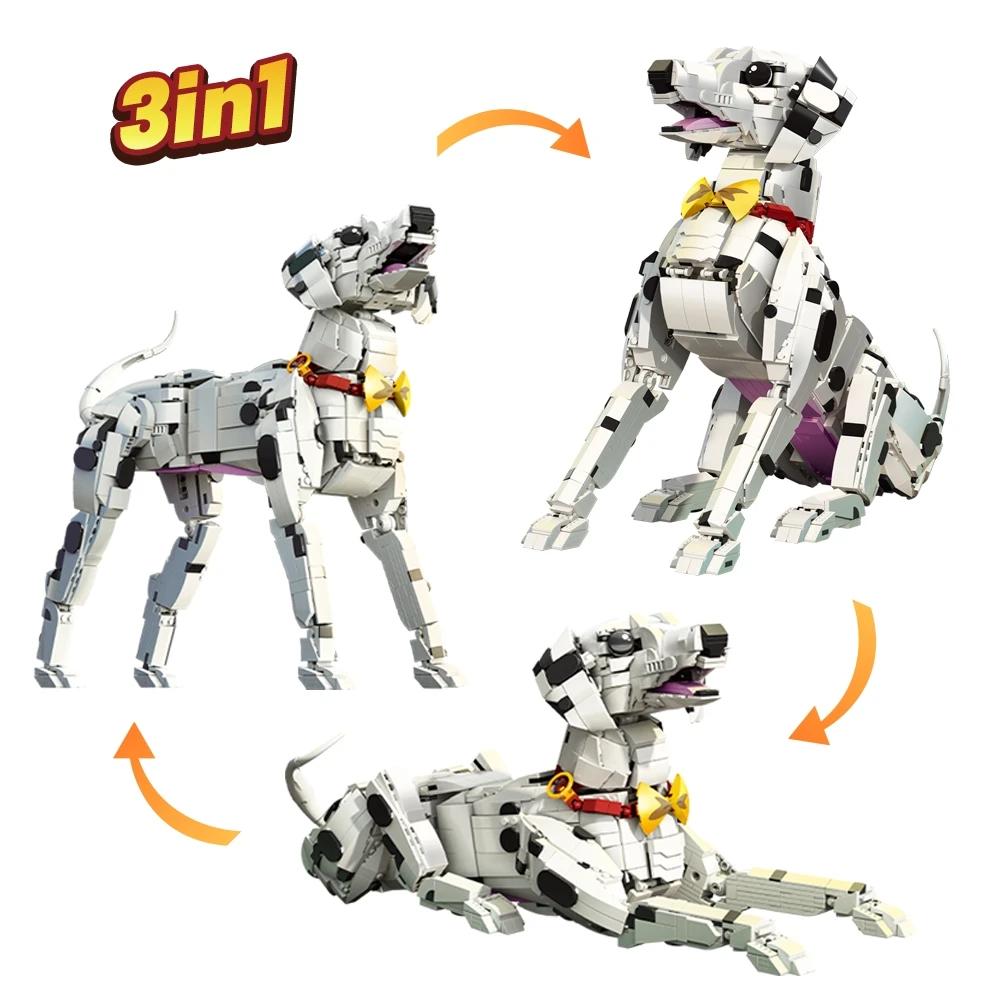 Creative Dalmatian Dog Building Blocks Set 3 in 1 Animal Model Kit DIY Children Assembly Bricks Toys Birthday Gift