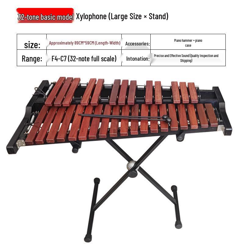 Professional Marimba Rosewood & Aluminum Xylophone, 32-37 Tone Percussion Steel Tongue Drum