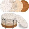 8/10 Pcs Cotton Rope Woven Trivet Placemats Braided Hot Pads Natural Dinner Plate Mat Set  Desk