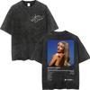 Sabrina Carpenter Album Poster Graphic T Shirt Men Women High Quality Vintage Washed Tshirt Summer Casual Loose Cotton Tshirts