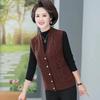 Spring and Autumn Knitted Vest for V-neck Knitted Cardigan Vest for Middle-aged and Elderly Solid Color Vest