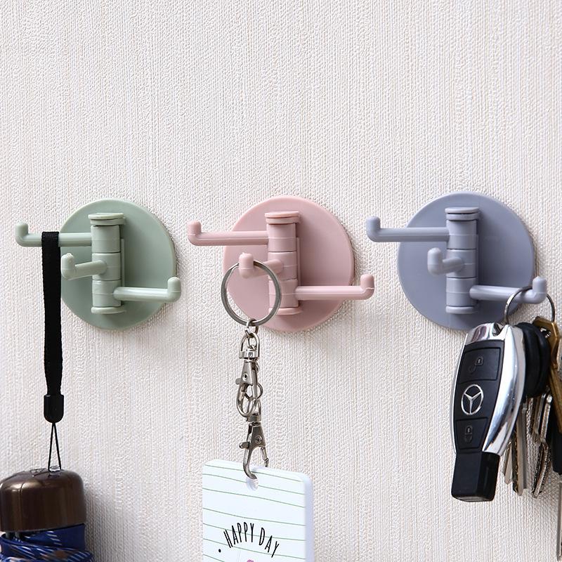 Multi-purpose Rotatable Adhesive Wall Hook Rack for Kitchen and Bathroom Towels