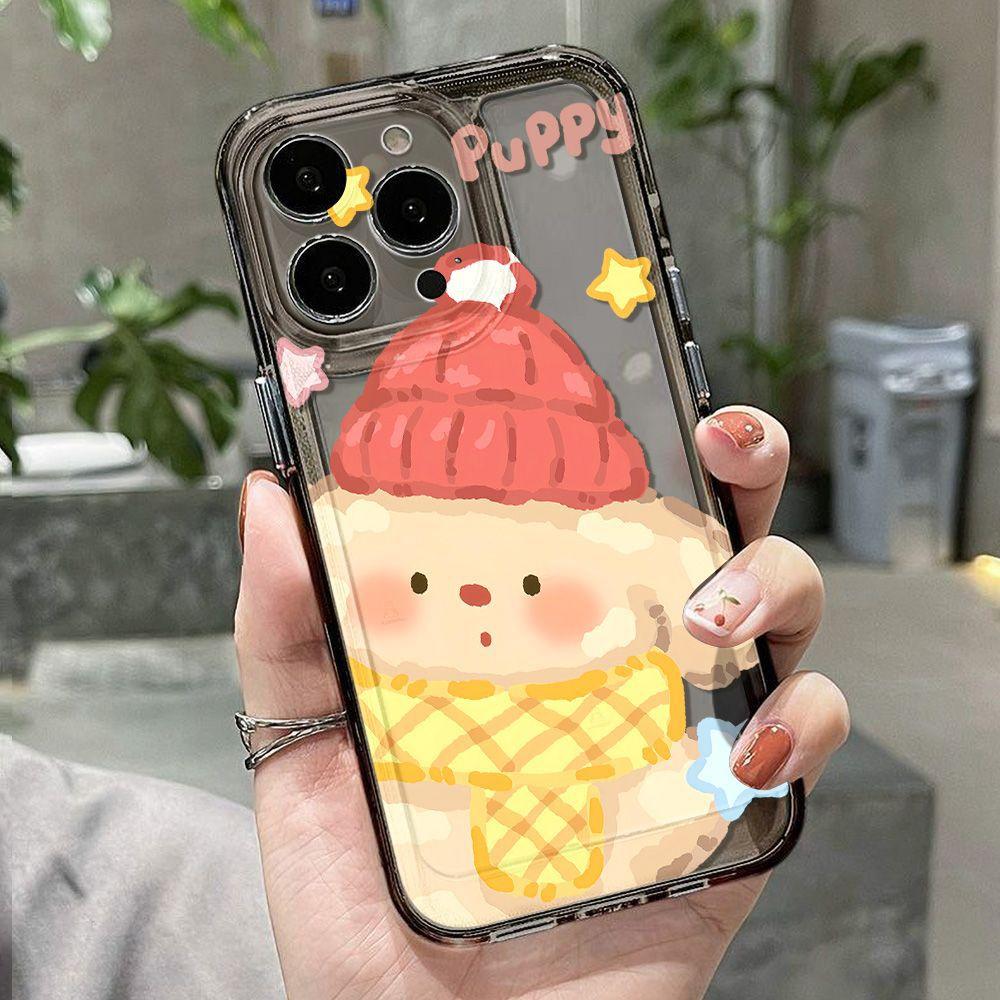 Cute graffiti puppy for iPhone17promax iPhone 16 case 14/13 niche 15 fine holes x