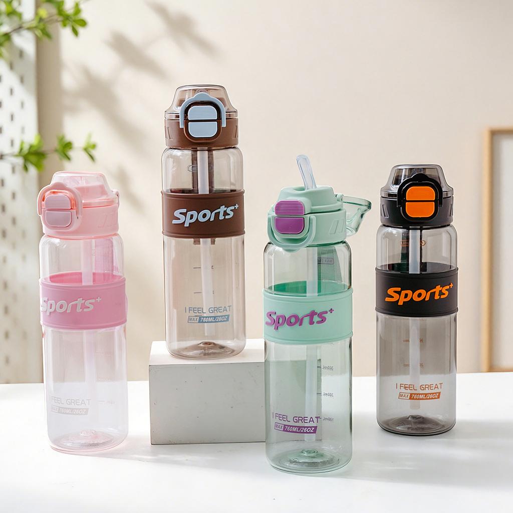 Water bottle large capacity plastic drinking cup one button open lid double drinking cup sports cup outdoor portable anti-scalding and high