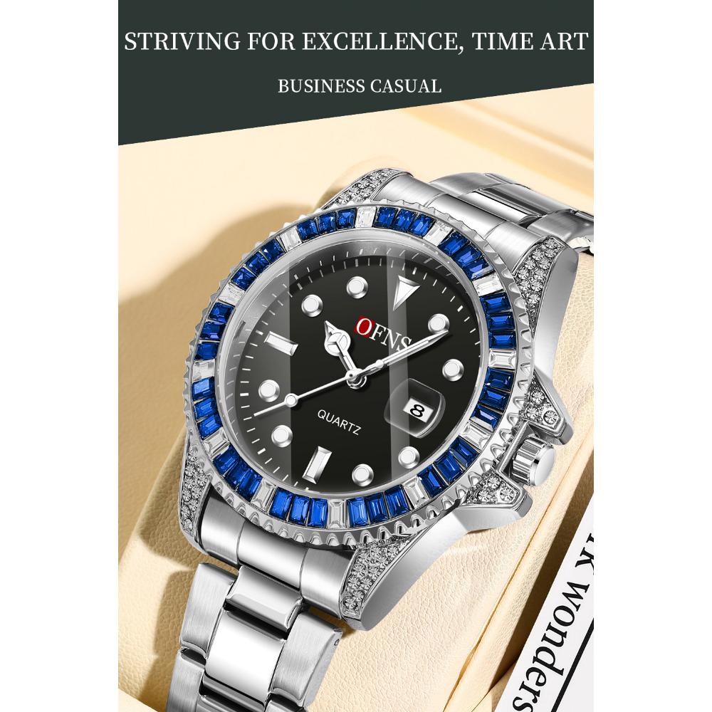 Fashion Luxury Mens Quartz Watch Calendar Display Luminous Pointer Stainless Steel Waterproof High Quality Mens Watch