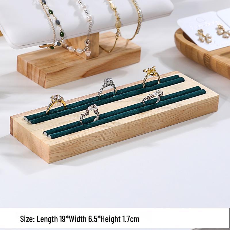 Solid Wood Minimalist Ring Display Tray with 20 Slots