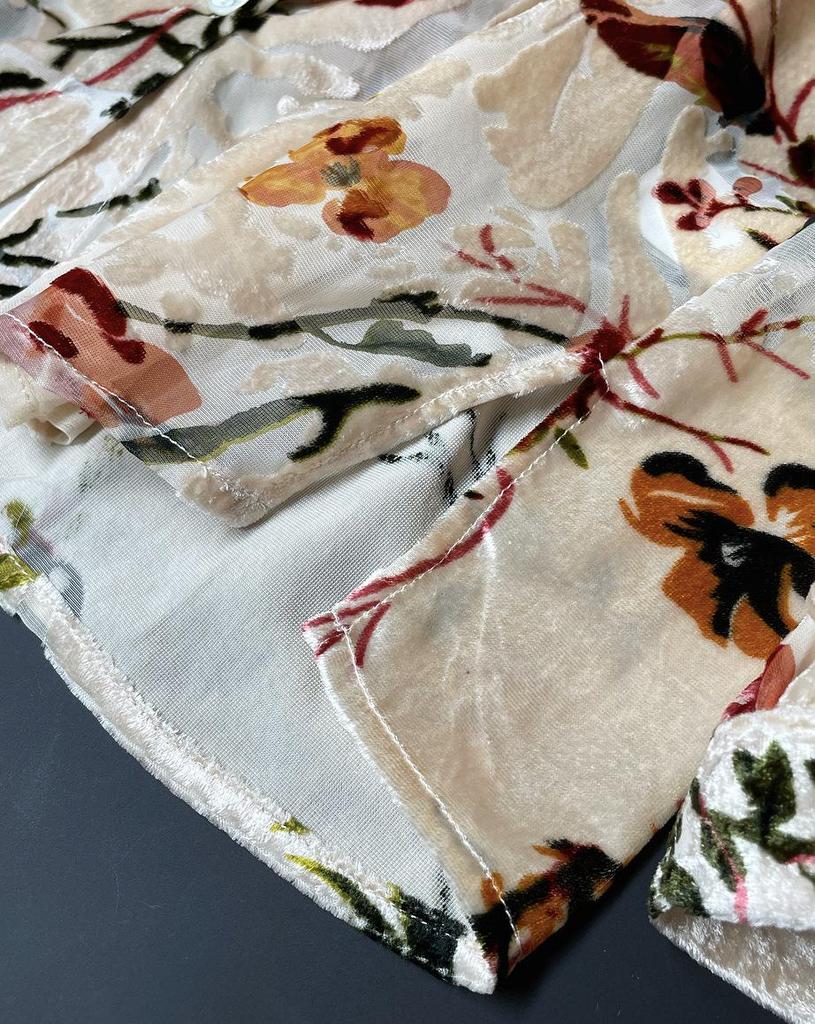 Τοπ Ντραπέ με Βελούδινη Ρετρό Καλοκαιρινή Εκτύπωση Λούβρου - Στυλ Κορεατικού Παλατιού, Χαλαρή Εφαρμογή για Γυναίκες