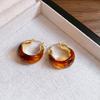 Maillard Smudged Resin U-shaped Basket, Ear Buckles, European and American Retro Temperament Earrings, Autumn and Winter Premium Earrings.