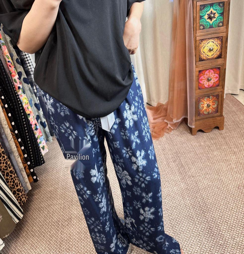 Three Sizes Women's Cotton Silk Wide-Leg Rayon Pants - Spring/Summer Breathable, Plus Size Casual Home Sleepwear