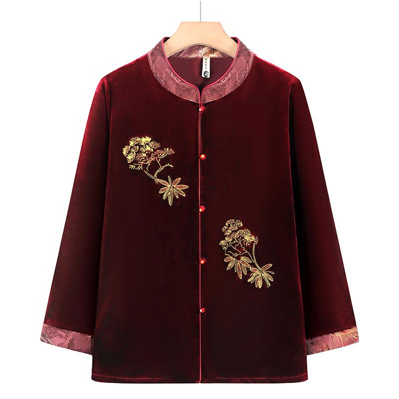 

Spring 2026 Plus Size Retro Tang Suit Jacket for Women 70+ 6XL (recommended 75-85 kg) червоний