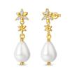 Women's 925 Silver Classic Gold Pearl Inlaid Earrings Elegant Suitable For Engagement Wedding Party Exquisite Jewelry