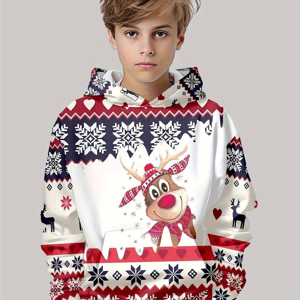 Roupas Infantis Moletons de Manga Comprida com Estampa 3D de Natal Atmosfera Festiva Roupas de Menina Roupas Infantis de Primavera Outono Roupas de Menino